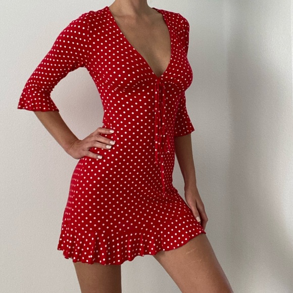 red polka dot dress missguided